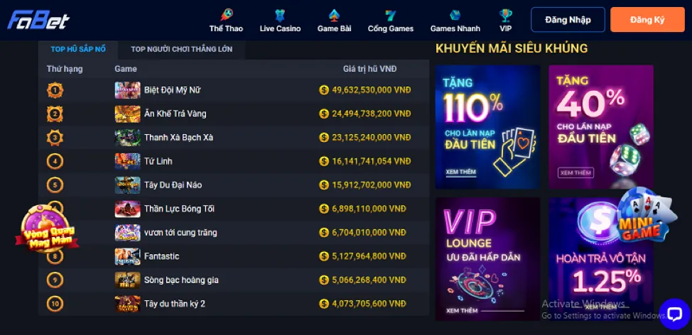 Các chương trình khuyến mãi đá gà 36win